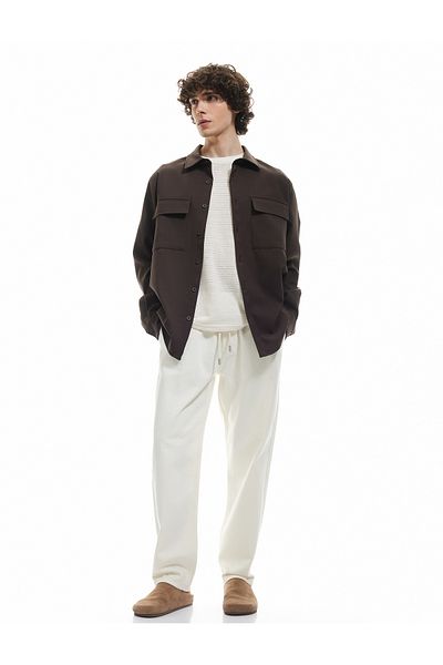 Koton New Season Waist Lace up Pocket Detailed Cotton Loose Baggy Jean Trousers