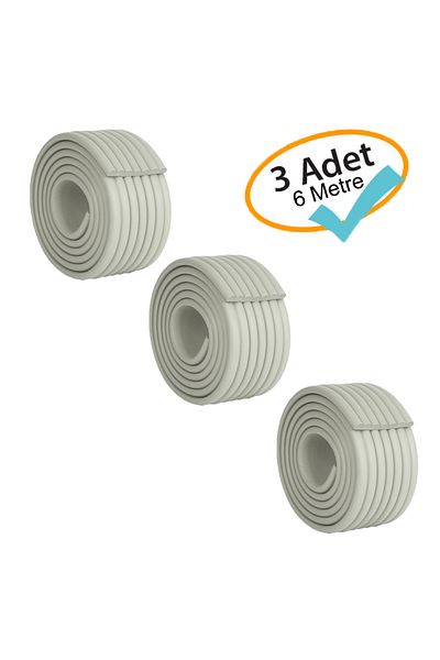 Evokids 3 Pieces Multi-Purpose Rubber Edge Protector Gray (6 Meters)