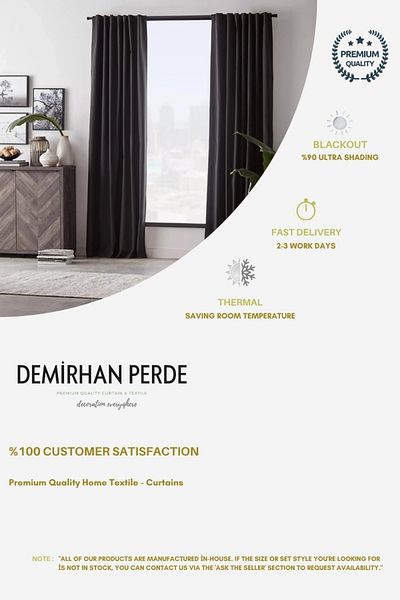 Demirhan Perde Blackout Thermal Blackout Curtain - Adds a Touch of Dreamy with Cream, Beige and Rustic Colors