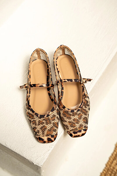 LAMİNTA Monix Leopard Patterned Buckle Women's Ballerinas