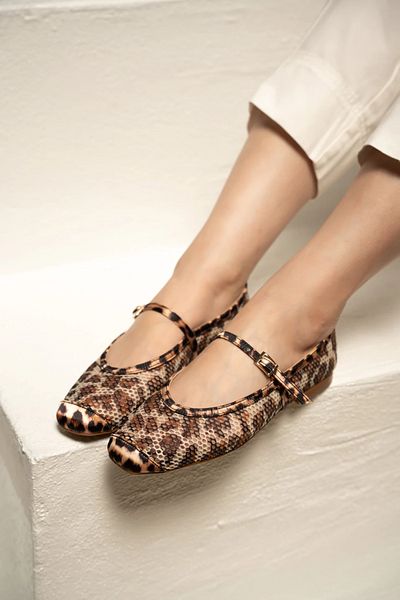 LAMİNTA Γυναικείες μπαλαρίνες με μοτίβο Monix Leopard