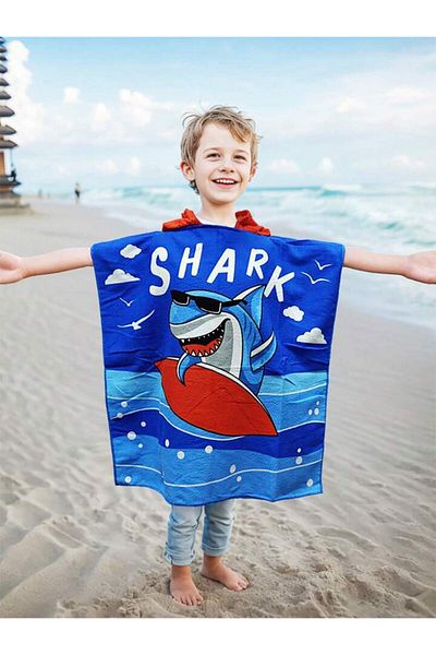 Lolliboomkids Prosop Poncho cu model submarin pentru băiat / cu glugă