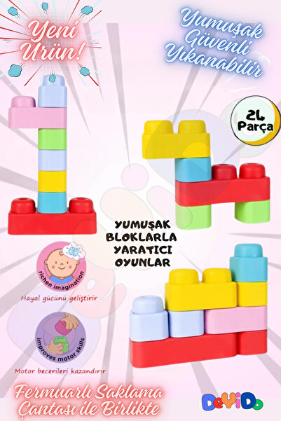 DeYiDo Yumuşak Soft Big Blok Le go Seti Büyük Yumuşak Bloklar Eğitici Eğlenceli Bebek Oyuncak ÇANTAHEDİYELİ