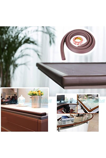 Evokids (6 Meters Edge + 4 Corner Pieces) Brown Extra Thick Rubber Edge Protector