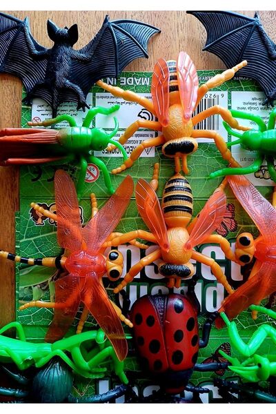 OYUNCAKSAHİLİ Korku Şakalama 16 Parça Hayvan Seti Peygamber Devesi Çekirge Örümcek Tarantula Yusufcuk 2 pkt