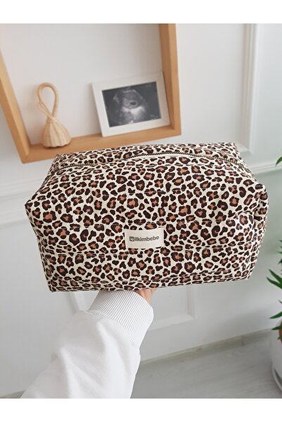 ilkimbebe Leopar Desenli Makyaj , Bebek Bakım , Organizer Çantası