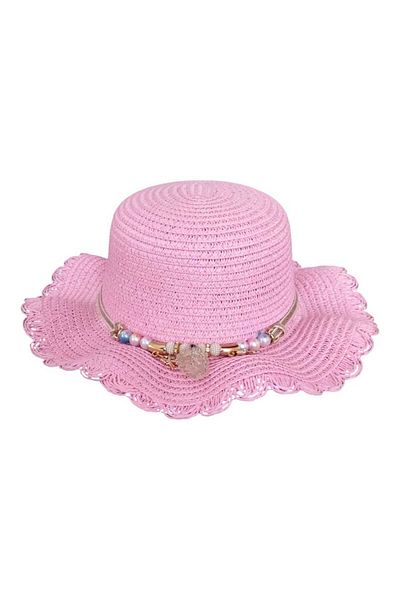 Aware Time Kitti 6-10 Years Old Girl's Straw Fedora Hat with Charm Accessory