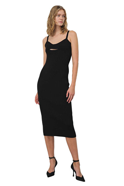 Mısırlı Strappy Black Knitwear Dress