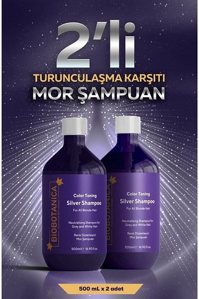 Biobotanica Silver Anti-Orange Purple Shampoo 2 X 500 ml (2 Pieces)