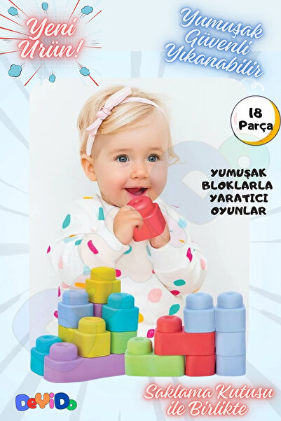 DeYiDo Yumuşak Soft Big Blok Le go Seti Büyük Yumuşak Bloklar Eğitici Eğlenceli Bebek Oyuncak SAKLAMAKUTULU
