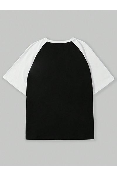 EVIus Unisex Punk Y2K εμπριμέ μπλουζάκι Raglan με κοντό μανίκι