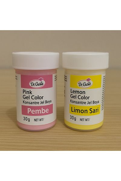 Dr. Gusto Pink, Lemon and Yellow Gel Food Color Set of 2 30 Gr