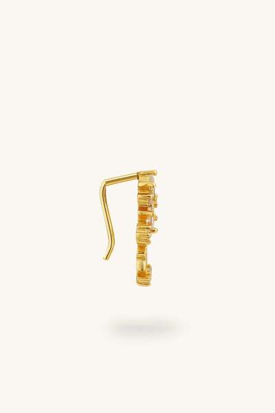 Marie Claire Tekli, Sıra Taşlı Yıldızlı Earcuff Küpe Shine Koleksiyon 18 Ayar Altın Kaplama Gümüş Bir Adet