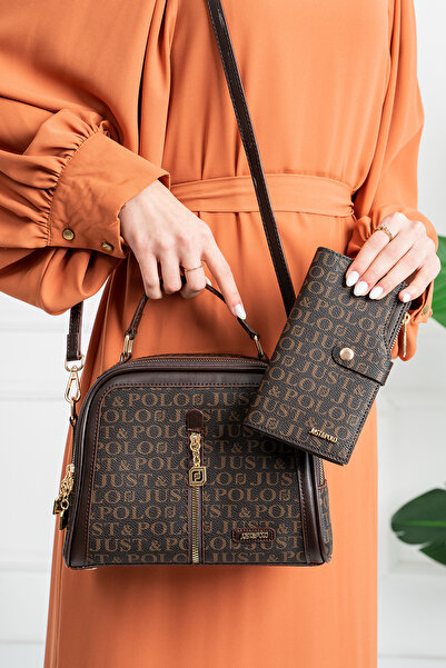 Just Polo Monogram Baskılı Kadın Omuz Çantası