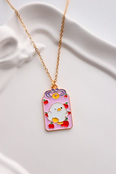 EFBUTİK Gold Color Pink Cute Chick Imported Necklace
