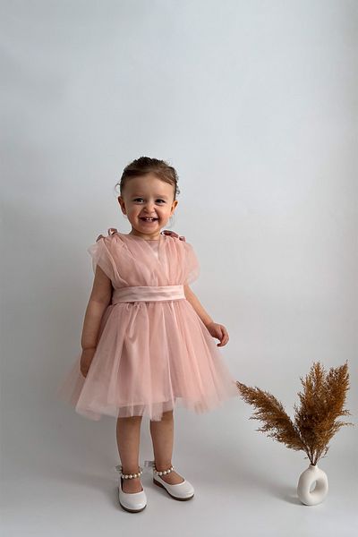 ALYRA Baby Girl Girl's Tulle Bow Lined Special Day Birthday Party Wedding Princess Evening Dress