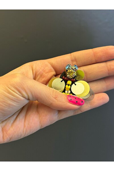 Gönülden Tasarım ZİRKON TAŞLI PUL PAYET KANATLI ARI ARMA DİKİŞ APLİKE 4X3 CM