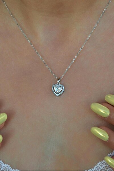 Sacce Scarves&Accessories قلادة على شكل قلب من حجر القلب – تصميم سلسلة لامعة