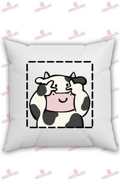 HEDİYELİKS Cow Figured Peace Gift Pillow