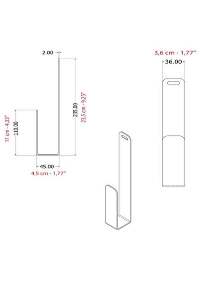 Lmz Design White Metal Adhesive Paper Towel Rack, Wall Mount Without Drilling
