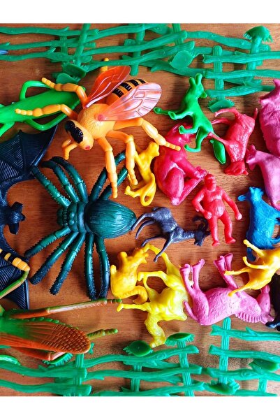 OYUNCAKSAHİLİ Korku Şakalama 32li Hayvan Seti Çitler Çiftlik Hayvanlar P.Devesi Çekirge Örümcek Tarantula Yusufcuk