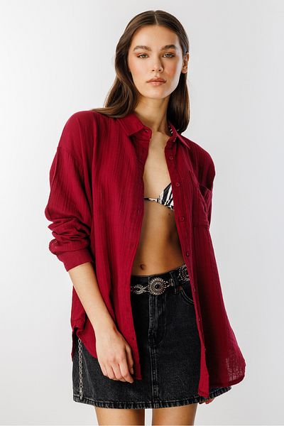 GENIUS STORE Cămașă de damă de muselină de bază oversize FEME-MUSLIN-CHEMISE