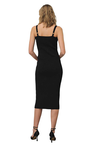Mısırlı Strappy Black Knitwear Dress