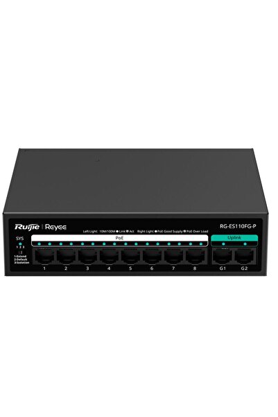 RUIJIE ريي RG-ES110FG-P محول شبكة مكتبي غير قابل للإدارة بـ 8 منافذ 10/100 و ...