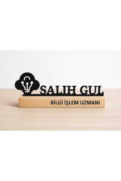 Kişiye Özel Ahşap Masaüstü Isimlik Kalemlik Ofis Masaüstü