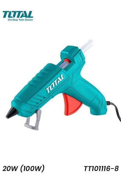 TOTAL أداة تطبيق الغراء الساخن 20 واط (بحد أقصى 100 واط) TT101116-8 مع عصي غراء مزدوجة