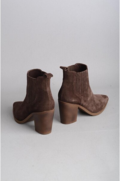 SEÇ KUNDURA SEÇ 9694 HAKİKİ DERİ WESTERN TOPUKLU BOT (Topuk Boyu:8 cm) KAHVE SÜET