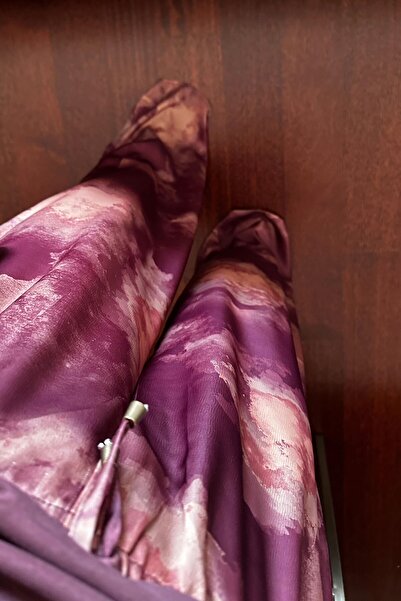 Lavanta Tekstil Batik Desenli Saten Palazzo Pantolon