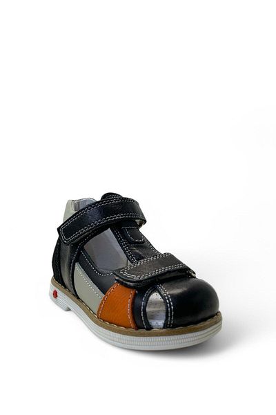 Tuğba Ortopedi 674 Full Orthopedic 100% Genuine Leather Baby Boy Black Corset Sandals