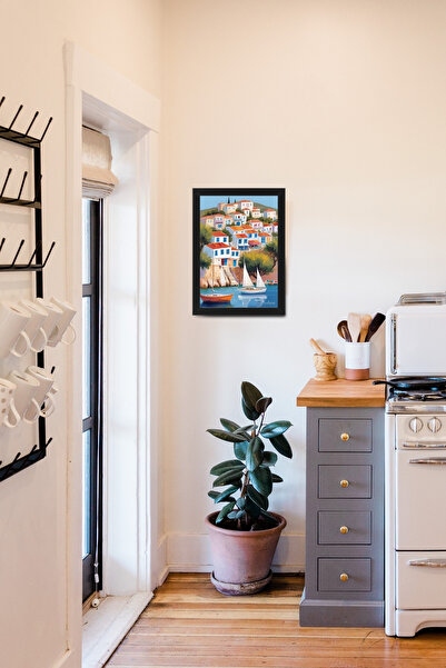 PİTAYA Siyah Çerçeveli Bodrum Poster - Tasarım Poster Manzara Tablo Aydın Duvar Dekorasyonu