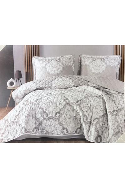 ROYAM Gray Tabula V1 - 100% Cotton Double Bed Cover Set