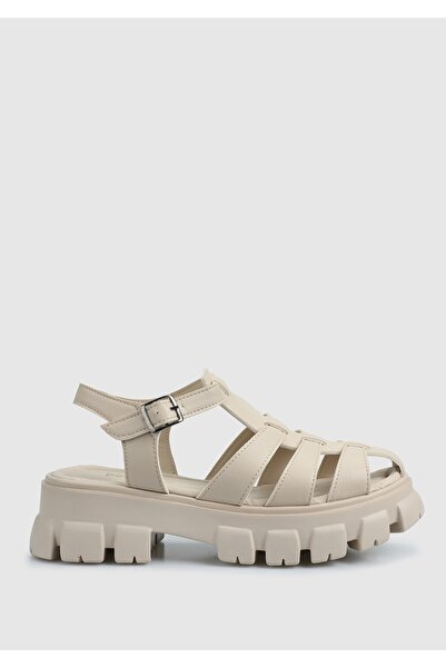 Provoq Sandale plate crem pentru damă