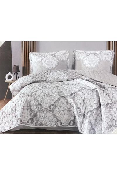 ROYAM Gray Tabula V1 - 100% Cotton Double Bed Cover Set