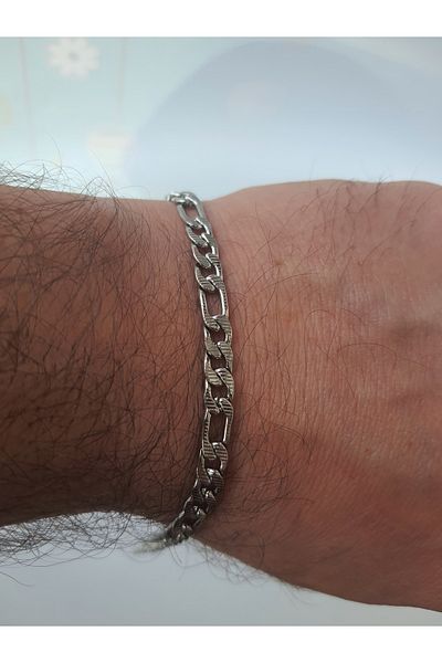 kurukafagift Stainless Steel Knitted Men's Chain Bracelet Silver Color