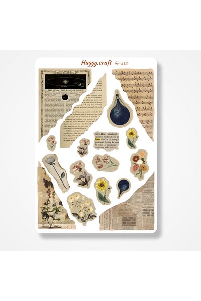 Huggy Craft Vintage Scrapbook & Planner Sticker Set A5 2 Sheets