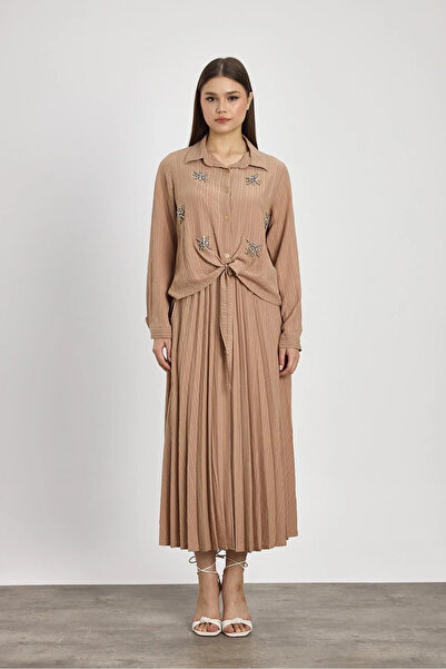 İKLİM LİFE Σετ φούστα με πέτρινη λεπτομέρεια στο μπροστινό μέρος