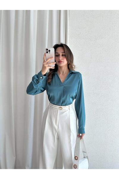 Mooi Butik Green Popper Shirt 6745