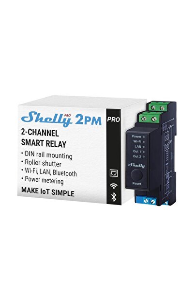 Shelly Pro 2PM DIN Ray 2 Kanal Enerji Ölçer Röle