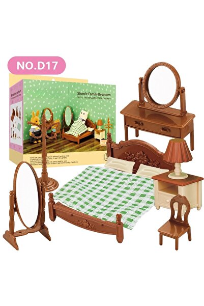 Choice مجموعة أثاث بيت الدمية بسرير بني، بيت الدمية، الحمام/المطبخ/الثلاجة/ال...