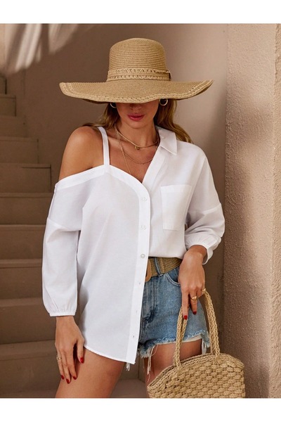 Pozitif Асиметрична сорочка з відкритими плечима