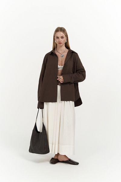 MAİ COLLECTİON Josie Oversize Brown Shirt