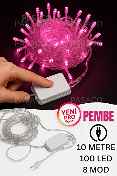 PASACO 100led Fişli Pirinç Led 10 Mt (PMBE) 8 Modlu Şerit Led Dekor Lambası A...