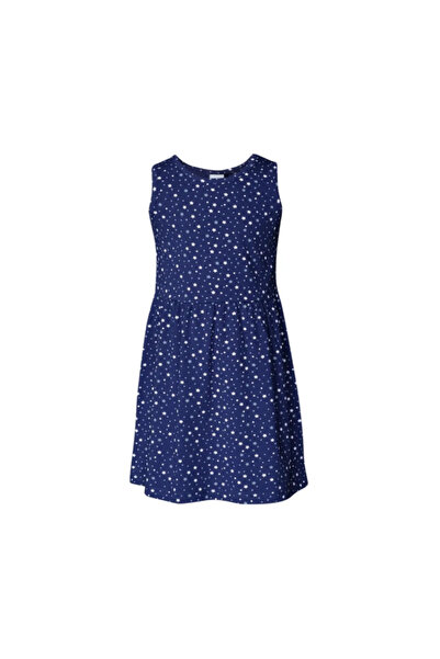 LOVETTI Açık Lacivert Little Stars Kız Çocuk Desenli Kolsuz Elbise