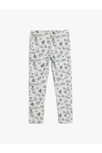 Koton New Season Heart Patterned Elastic Waist Leggings