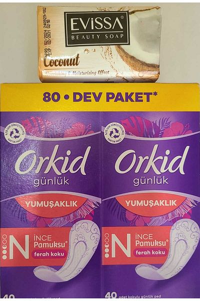 Orkid Fresh Fragrance Thin Cotton Daily Pad 80Pcs X 1 Pack/Evissa Soap Gift