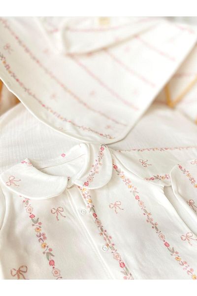 Zezig Bow Line 4 Piece Hospital Discharge Set 100% Cotton